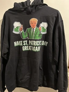 Trump Make St Patricks Day Great Again Funny President Mens Hooded Sweatshirt XL - Picture 1 of 2