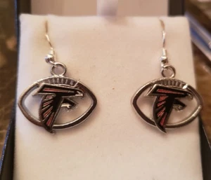 Atlanta Falcons FOOTBALL WITH FALCONS Logo Wire Earrings - Picture 1 of 4