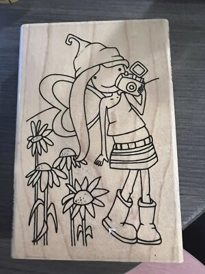 STAMPENDOUS RUBBER STAMPS Camera Girl NEW wood STAMP - Image 1 of 4