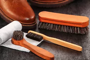 4Pc Horsehair Shine Shoes Brush Polish Dauber Applicators Cleaning Leather Set - Picture 1 of 9