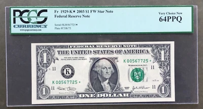 2003 $1 FRN DALLAS [FW]  [] STAR [] PCGS 64PPQ [] FR 1929-K* Ser# K00567725 * - Image 1 of 2