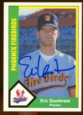 1990 Phoenix Firebirds ERIC GUNDERSON Signed Card autograph AUTO GIANTS METS
