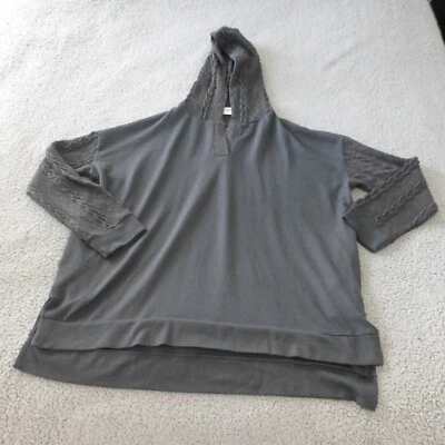 Simple Suzanne Betro Hoodie Womens Large Sweater Knit Crochet Gray Stretch - Image 1 of 4