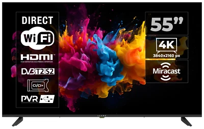 4K UHD Smart TV 55 Zoll Kiano Android LED HDR Wi-Fi DVB-T2 HDMI 2025 Netflix - Bild 1 von 4
