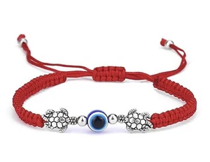Bracciale Regolabile in Corda Intrecciata con Occhio di Allah e Tartarughe - Foto 1 di 2