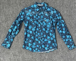 Cowgirl Hardware Mädchen schwarz Langarmshirt 10/12 Perlenknöpfe Blumenmuster - Bild 1 von 9
