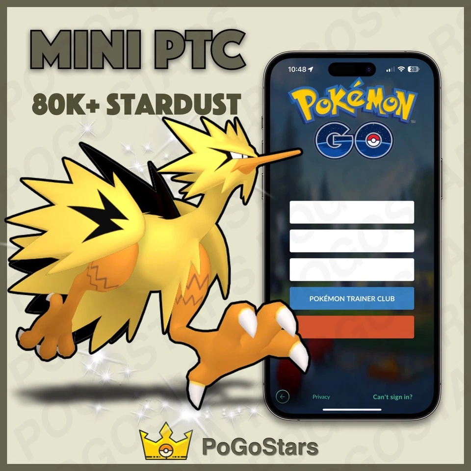 Pokémon PTC GO - Shiny Zapdos Galarian - 80K Stardust✨Read Description✨ - Image 1 of 1