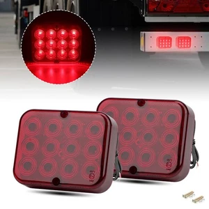 2x Square LED Tail Light Red Stop Rear Indicator Brake Signal Truck Trailer RV - Picture 1 of 9
