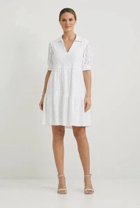 Joseph Ribkoff weiß Ösen Stufen Kurzarm Kleid Größe 4 - Bild 1 von 9