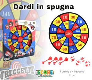 DARDI IN SPUGNA 4 palline e 4 freccette disco 33cm Tiro al bersaglio - Imagen 1 de 1