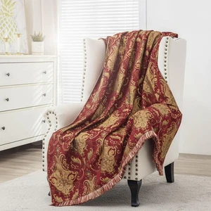 Coperta di lusso in velluto jacquard damascato 52x72 pollici per divano letto - Foto 1 di 9