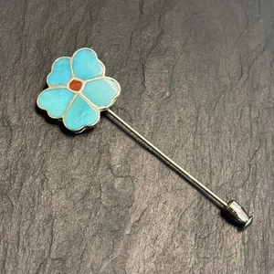 Rosita Anselm Wallace Zuni Flower Sterling Silver Pin Vintage Turquoise Coral X6 - Picture 1 of 14