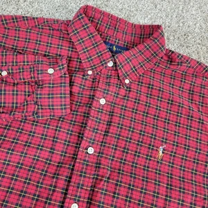 Ralph Lauren Calce Clásico Para Hombres 2XL Rojo Cuadros Carne Poni Abotonado LS - Imagen 1 de 5