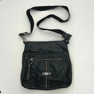 Franco Sarto 女式黑色皮革钱包斜挎包口袋可调节肩带 — 第 1/4 张图片