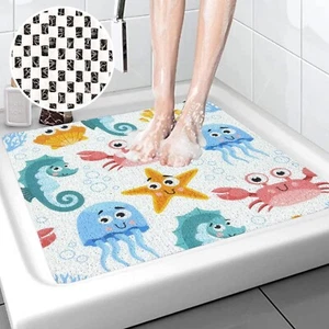 Non Slip Shower Mats Square Soft Comfort Textured PVC Loofah Bathroom Bathtub - Picture 1 of 7