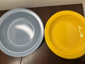 Vtg 6 Dallas Ware B-75 Yellow Blue Cereal Salad Bowls Plastic Manufacturing 7.5" - Picture 1 of 8