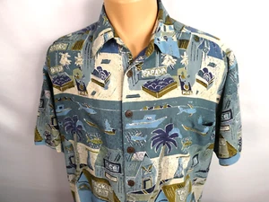 Kahala Avi Collection Men's M Shirt Hawaiian Short Sleeve Rayon Fishing Design - Picture 1 of 9