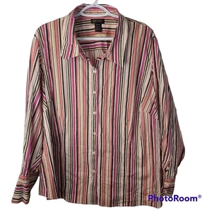 Lane Bryant Shirt Damen 26 28 Mehrfarbig Langarm Knopfleiste Kragen Oberteil - Bild 1 von 8