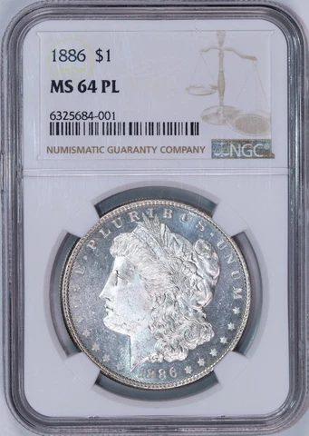 1886 Morgan Silver Dollar | NGC MS64PL | Proof-like Cover