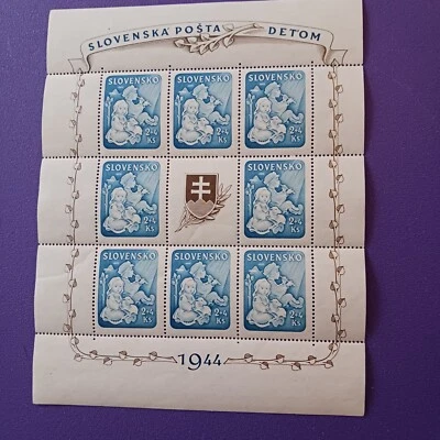 Eslovaquia 1944 Sc#B 27a Semi-Postal S/S MNHOG por favor leer descripción Foto 1 de 2