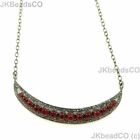Ruby Crescent Moon Diamond Pave Chain Pendant 925Sterling Silver 76x12mm Finding