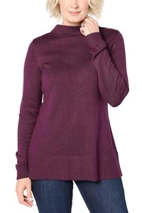 Joan Rivers Women's Builders Funnel Neck Long Slv Sweater Merlot - Picture 1 of 1