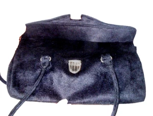 Suzanne Somer's BLACK Faux Fur/Suede PURSE Fold Over SATCHEL Bag Tote $149 NEW - Picture 1 of 7