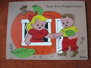 Vintage 1950's Peter, Peter, Pumpkin Eater Wooden Puzzle by Sifo - Picture 1 of 10