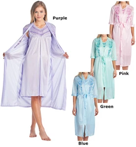 Conjunto informal de 2 piezas de vestido y camisón de satén para mujer - Imagen 1 de 29