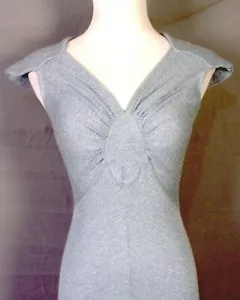 vintage 60s 70s Kingsten Slinky Sweater Fabric Pleated Empire Dress Gown Maxi 0 - Picture 1 of 7