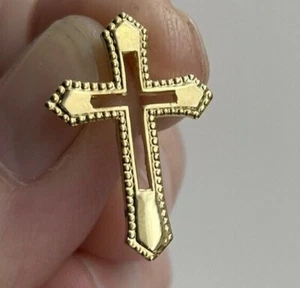 Cross Christian God Prayer Gold Toned Christianity Catholic Jesus Hat Lapel Pin - Bild 1 von 12