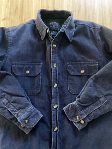 Vintage Members Only Corduroy Shirt Mens M Blue Heavy Cord Overshirt Chore - Picture 1 of 6