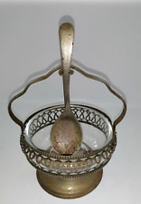 Vintage silver plated Sheffield England Spoon & basket glass bucket holy water