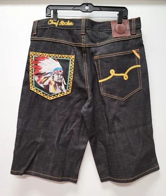 Vintage Y2K LRG Lifted Research Group 36 Baggy Embroidered Jeans Shorts Skater - Image 1 of 4
