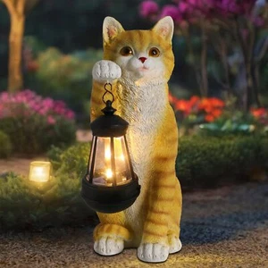 Cat Statues for Garden - Solar Powered Outdoor Cat Garden Statue, Crafted Gar... - Picture 1 of 8