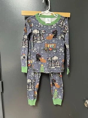 Hanna Andersson Christmas Star Wars Youth Pajamas Sz 5 Long Johns Green - Image 1 of 4