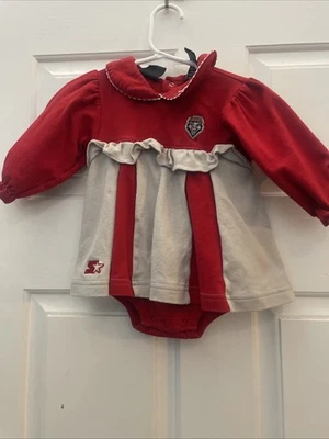 Unm Lobos 女宝宝红色入门连衣裙尺寸 6-9 个月新墨西哥大学 — 第 1/4 张图片