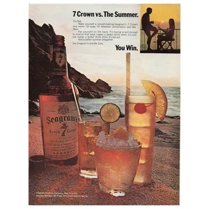 Seagram's 7 Crown Whiskey vs Summer Yashica Vintage Magazine Print Ad 1960s - Picture 1 of 2