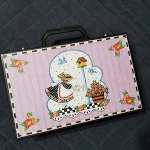 Mary Engelbreit Vintage Mini Suitcase Lilah Gardening Decorative Whimsical - Picture 1 of 9