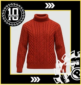 Fashion Nova Men's Got Potential Thick Cable Knit Turtleneck Sweater Rust Size L - Foto 1 di 7