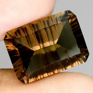 Octagon Concave Cut Natural Clean Smoky Quartz Brazil 13.20ct 18x13mm Gemstone - Picture 1 of 14