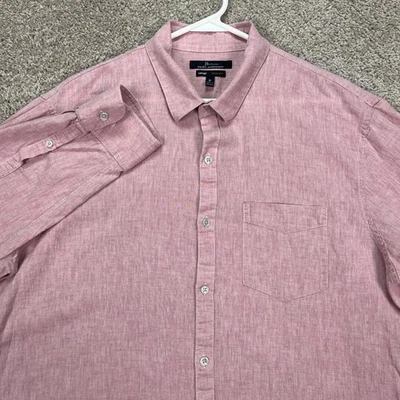 Marc Anthony Shirt Mens XL Red Slim Fit Long Sleeve Button Down Linen Blend - Image 1 of 4