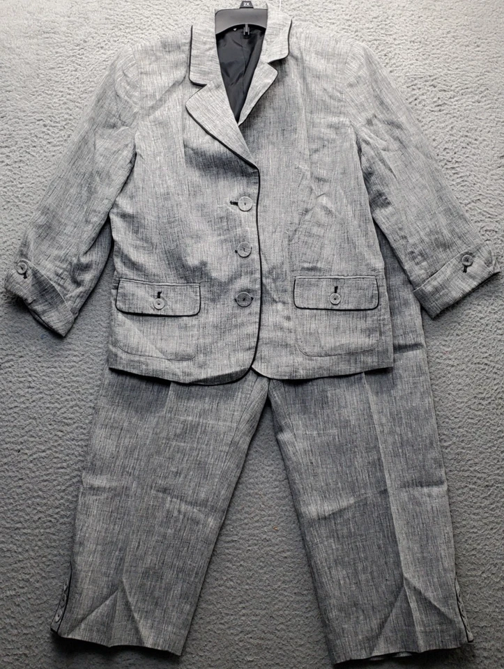 Traje Dressbarn 2 Piezas Para Mujer L Multi Lino Formal Solo Pecho Pico Solapa Foto 1 de 4