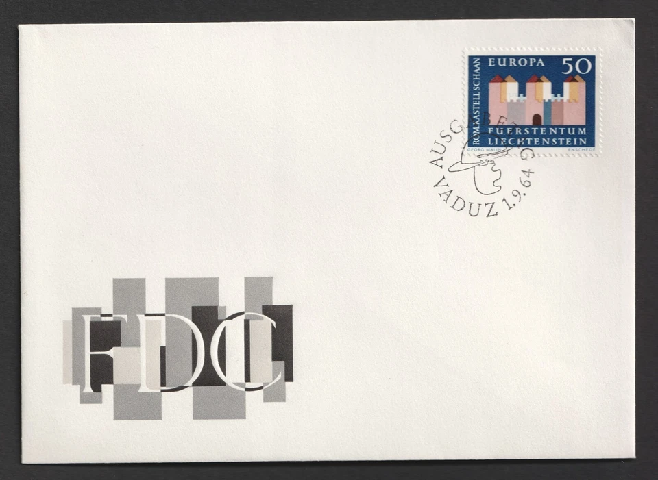1964 Liechtenstein Europa Roman Castle Schaan FDC. Vaduz First Day Cover — 第 1/1 张图片