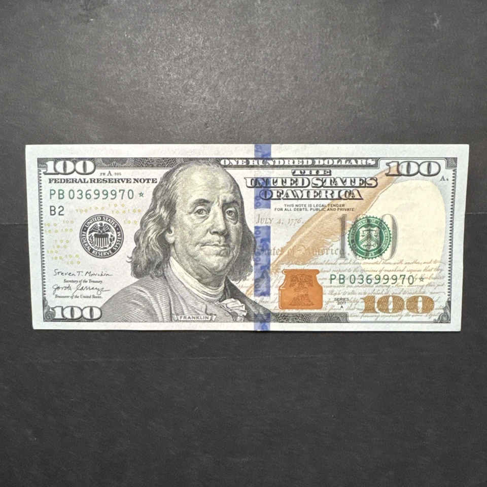 United States 100 Dollar Bill Series 2017 Star Note PB 03699970* Collectible  - Image 1 of 2