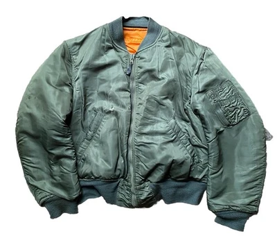 Vtg 60s 1963 Alpha MA-1 Flight Jacket Reversible Bomber USAF Vietnam - Image 1 of 4
