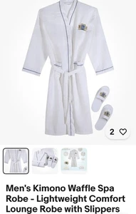 Accappatoio Uomo Kimono Waffle Spa - Accappatoio e Pantofole Leggero Comfort 4295 - Foto 1 di 1