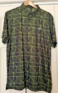 Adidas Poloshirt Herren L schwarz grün geometrisches Muster Polyester Sea Trail Logo - Bild 1 von 4