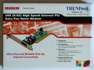 👀 TRENDnet Internal PCI Modem, TFM-PCIV92A,  56K High Speed Data Fax  Voice 📞✅ - Picture 1 of 1