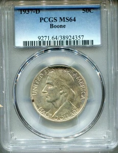 1937-D Boone Commemorative Half graded MS64 by PCGS - Picture 1 of 4